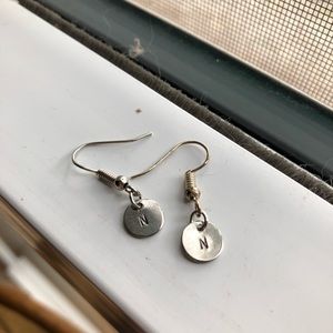 Hand stamped initial earrings